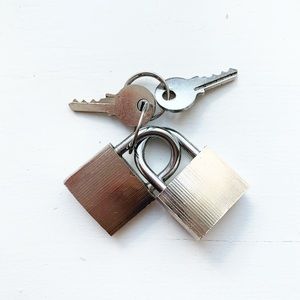 Set of two small steel padlocks & keys